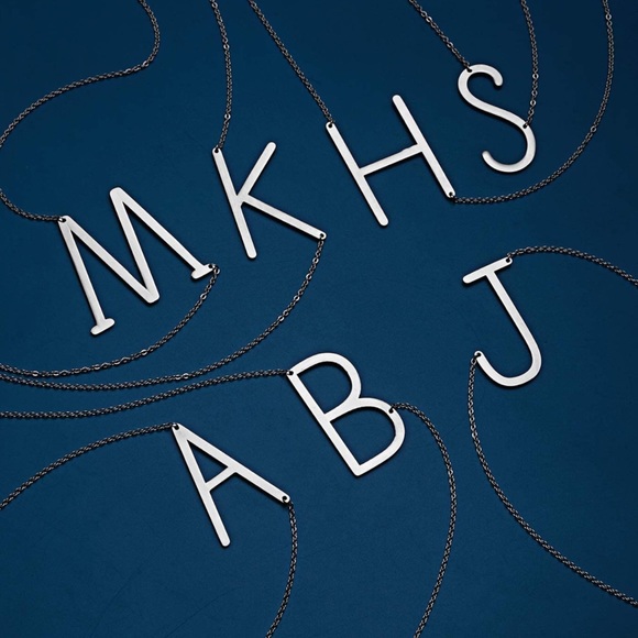 Silver Initial Stainless Steel Pendant Necklace - Picture 3 of 5